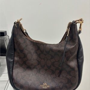 Coach Signature Brown and Black Hobo Bag